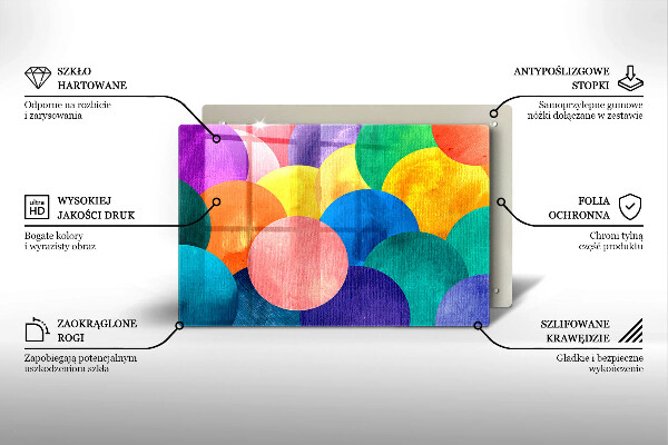 Tagliere in vetro Cerchi colorati