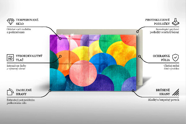 Tagliere in vetro Cerchi colorati