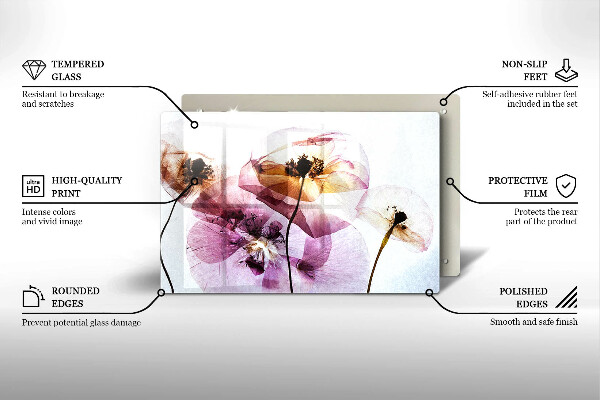 Tagliere in vetro Fiori delicati