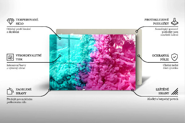 Tagliere in vetro Fumo rosa-turchese