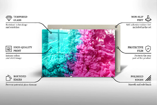 Tagliere in vetro Fumo rosa-turchese