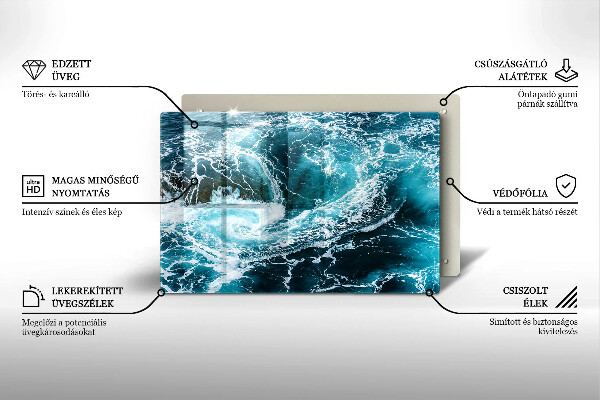 Tagliere in vetro Onde d'acqua schiumose