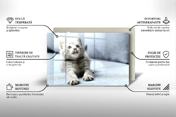 Tagliere in vetro temperato Piccolo gattino carino
