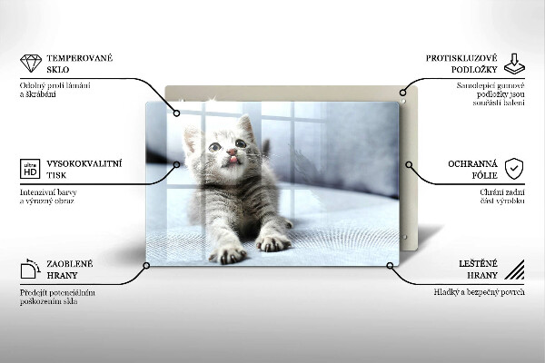 Tagliere in vetro temperato Piccolo gattino carino