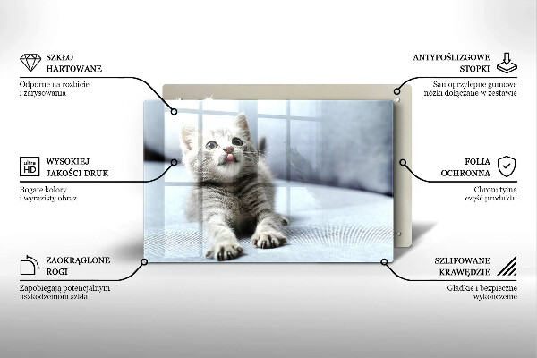 Tagliere in vetro temperato Piccolo gattino carino