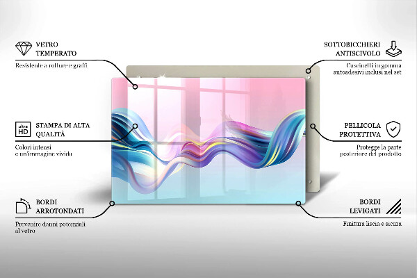 Tagliere in vetro Astrazione pastello