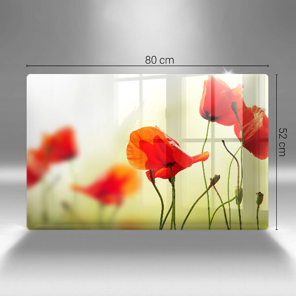 Tagliere in vetro temperato Fiori di papaveri rossi
