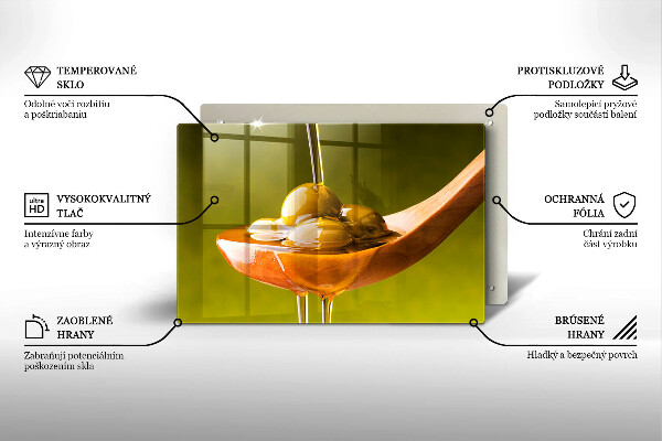 Tagliere in vetro temperato Olio d'oliva e olive