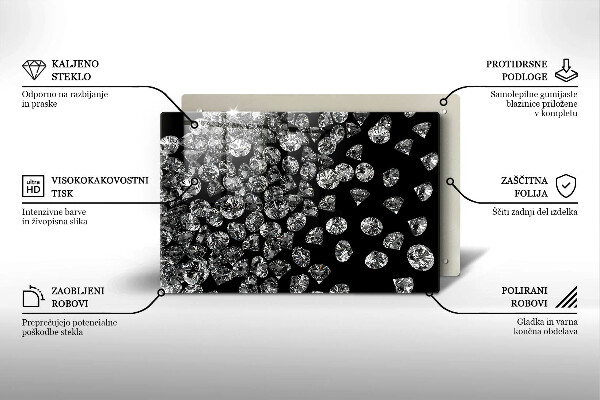 Tagliere in vetro temperato Diamanti diamanti