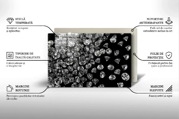 Tagliere in vetro temperato Diamanti diamanti
