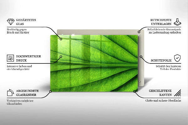 Tagliere in vetro temperato Foglia della vena naturale
