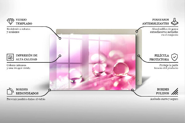 Tagliere in vetro temperato Petali di fiori di rugiada