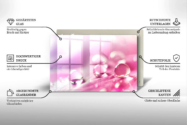 Tagliere in vetro temperato Petali di fiori di rugiada