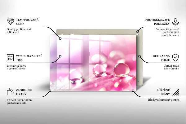 Tagliere in vetro temperato Petali di fiori di rugiada