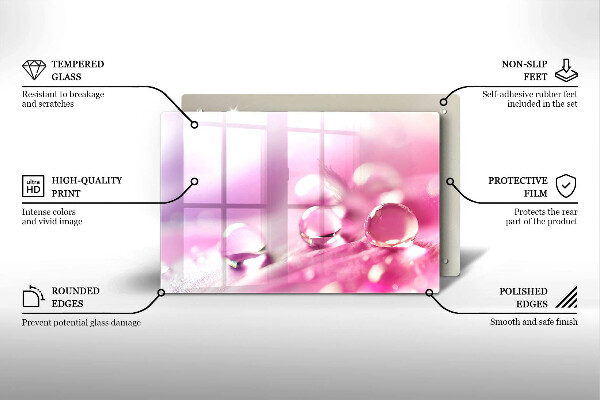 Tagliere in vetro temperato Petali di fiori di rugiada