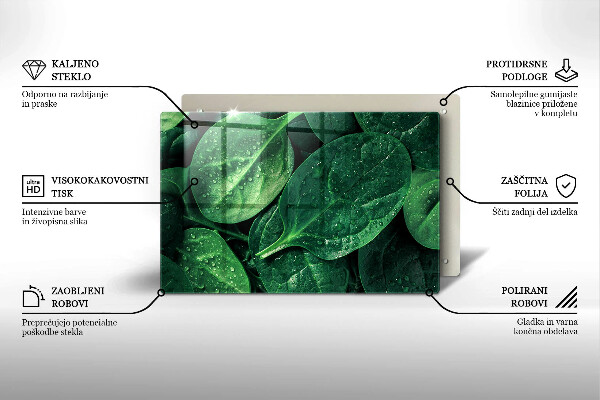 Tagliere in vetro temperato Foglie di basilico