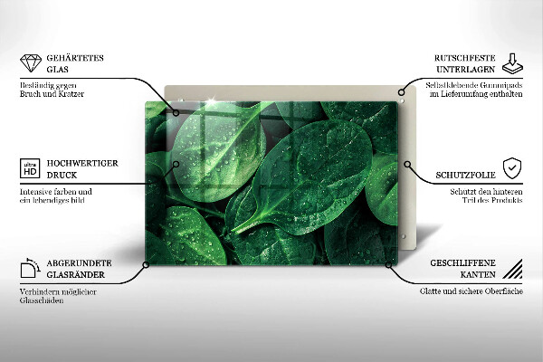 Tagliere in vetro temperato Foglie di basilico