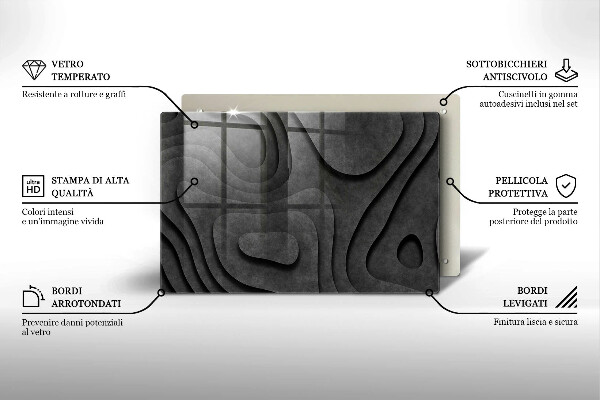 Tagliere in vetro temperato Forme di pietra 3D