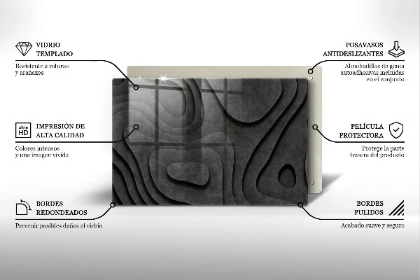 Tagliere in vetro temperato Forme di pietra 3D