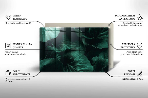 Tagliere in vetro temperato Foglie selvatiche scure