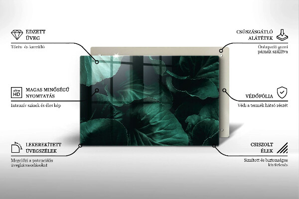 Tagliere in vetro temperato Foglie selvatiche scure