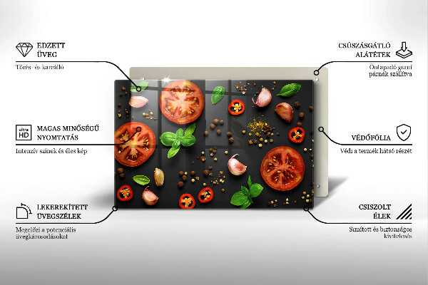 Tagliere in vetro temperato Pomodori e spezie