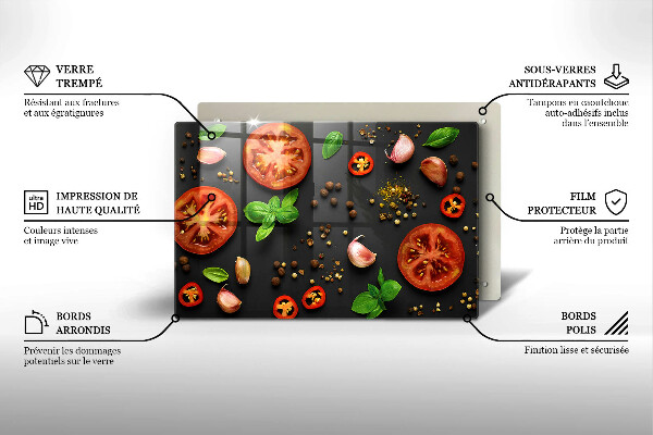Tagliere in vetro temperato Pomodori e spezie