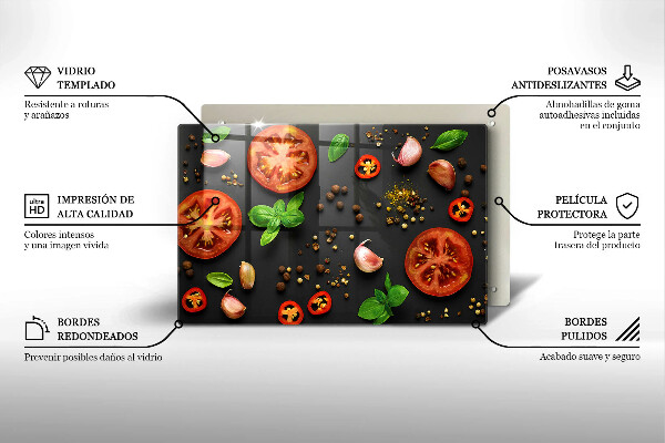Tagliere in vetro temperato Pomodori e spezie
