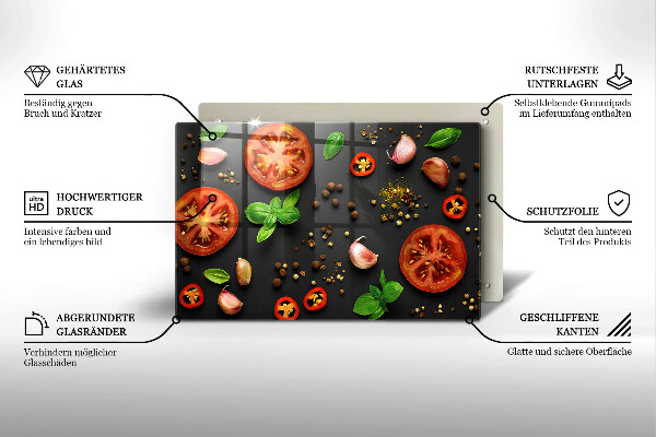 Tagliere in vetro temperato Pomodori e spezie