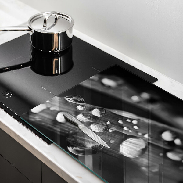 Tagliere in vetro temperato Gocce di rugiada sulle foglie