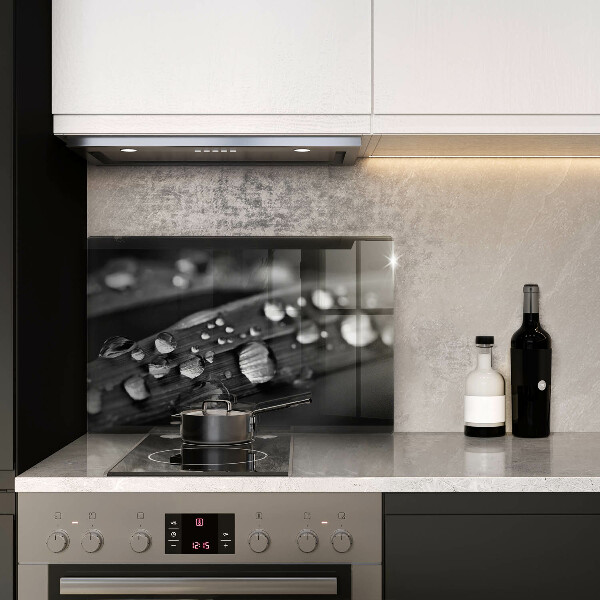 Tagliere in vetro temperato Gocce di rugiada sulle foglie