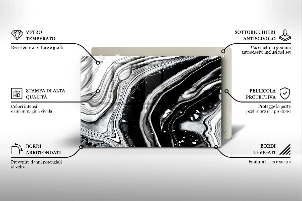 Tagliere in vetro temperato Astrazione dell'inchiostro