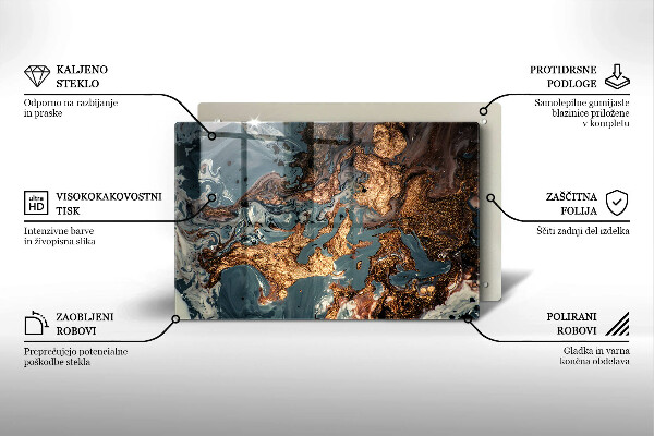 Tagliere in vetro Struttura in roccia dorata