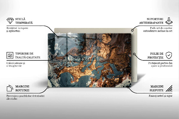 Tagliere in vetro Struttura in roccia dorata