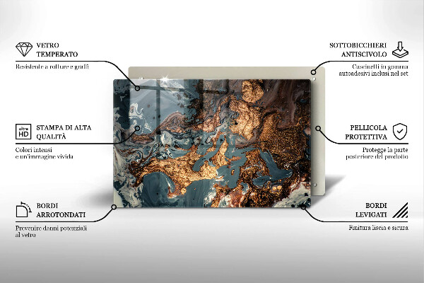 Tagliere in vetro Struttura in roccia dorata