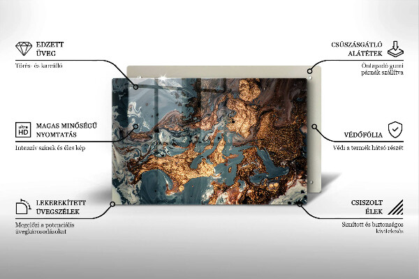 Tagliere in vetro Struttura in roccia dorata