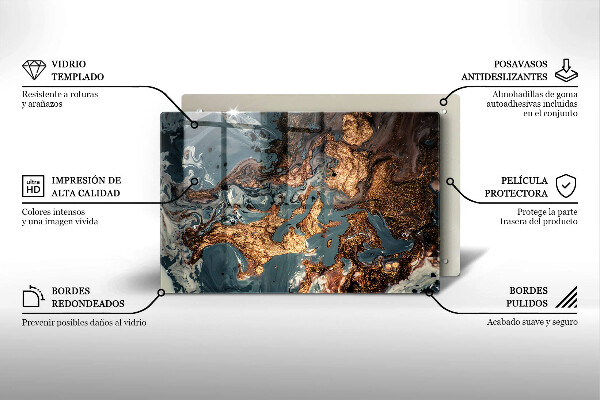 Tagliere in vetro Struttura in roccia dorata