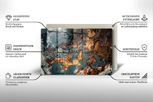 Tagliere in vetro Struttura in roccia dorata