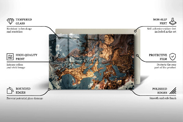 Tagliere in vetro Struttura in roccia dorata