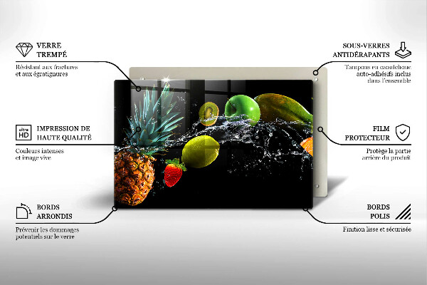 Tagliere in vetro Frutta in acqua