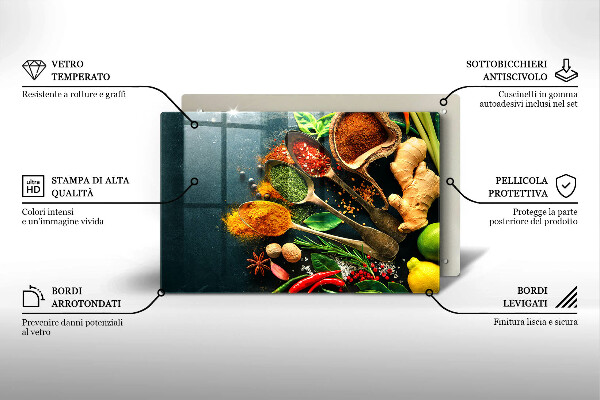 Tagliere in vetro temperato Cucchiai per spezie da cucina