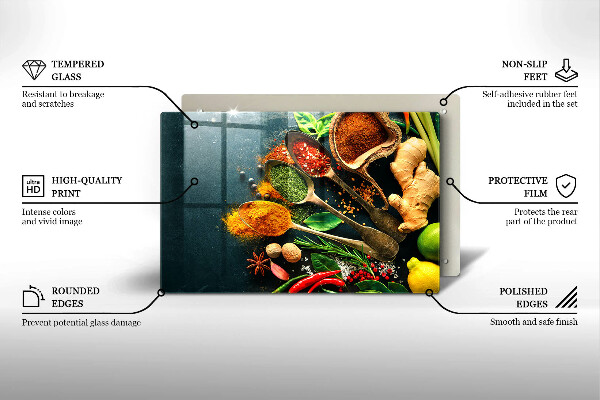 Tagliere in vetro temperato Cucchiai per spezie da cucina