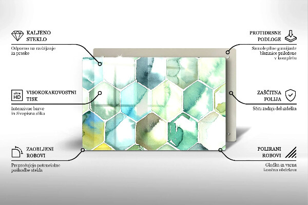 Tagliere in vetro Esagoni dell'acquerello