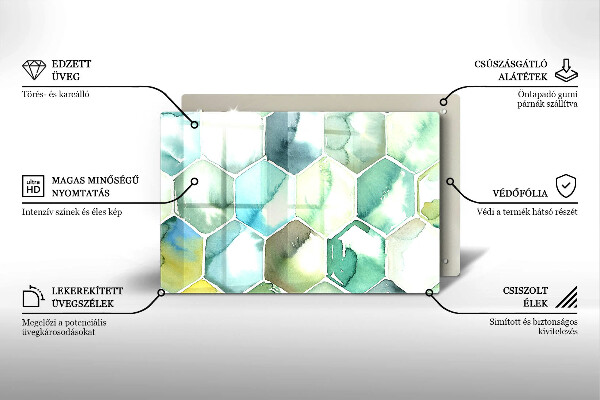 Tagliere in vetro Esagoni dell'acquerello