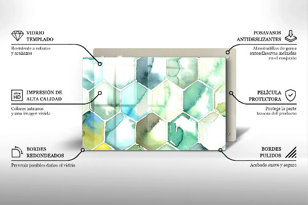 Tagliere in vetro Esagoni dell'acquerello