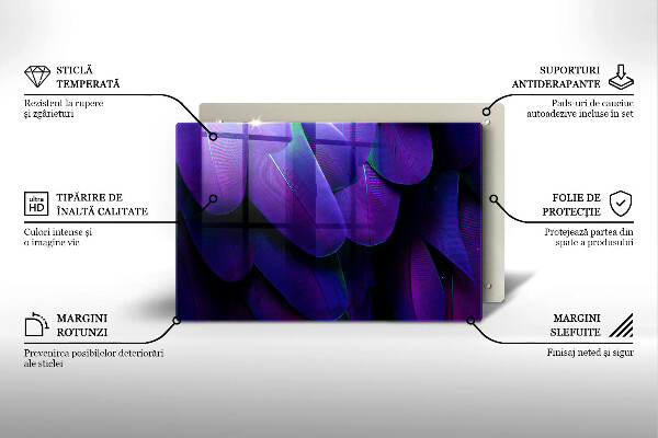 Tagliere in vetro Piume al neon