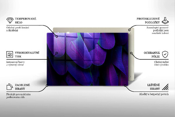 Tagliere in vetro Piume al neon