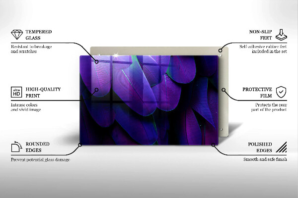 Tagliere in vetro Piume al neon