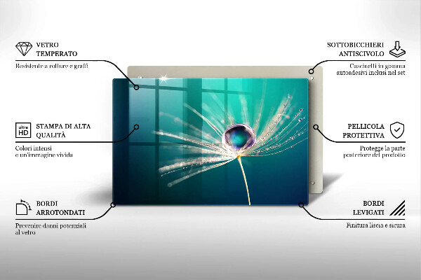 Tagliere in vetro Rugiada su un dente di leone