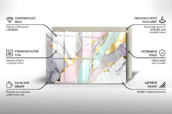 Tagliere in vetro Marmo pastello